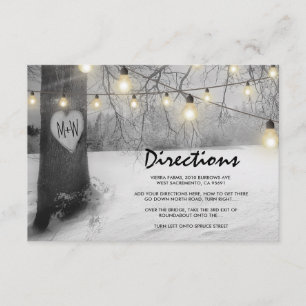 Carte D'accompagnement Lumières de mariage d'arbre d'hiver argentées rust