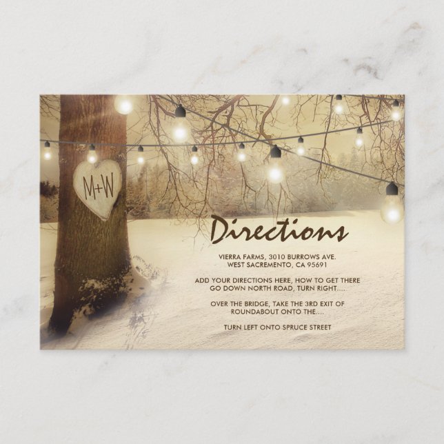 Carte D'accompagnement Lumières de Noël Rustiques d'Hiver pour Mariage In (Devant)