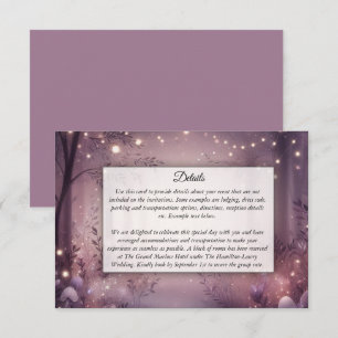 Carte D'accompagnement Lumières féériques dans un mariage avec bois lumin