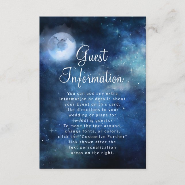 Carte D'accompagnement Lunar Sky Pleine lune Celestial Mariage Informatio (Devant)