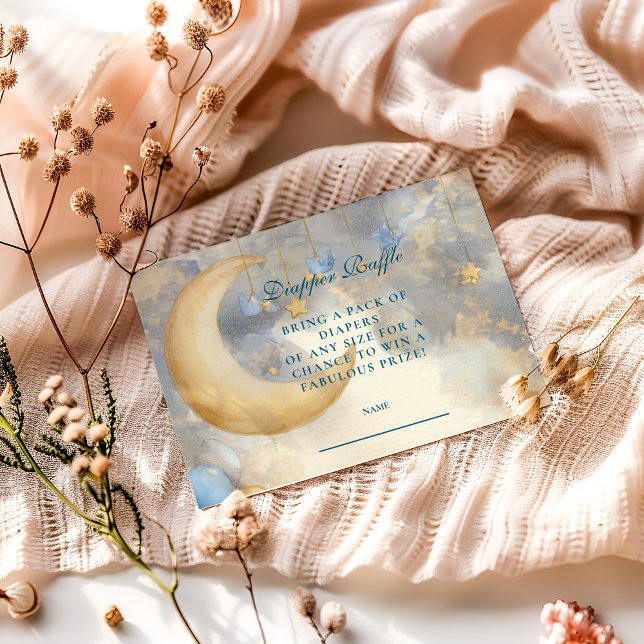Carte D'accompagnement Lune bleue et étoiles Diapper Raffle (Créateur téléchargé)