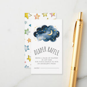 Carte D'accompagnement Lune et étoiles Baby Boy Diaper Raffle