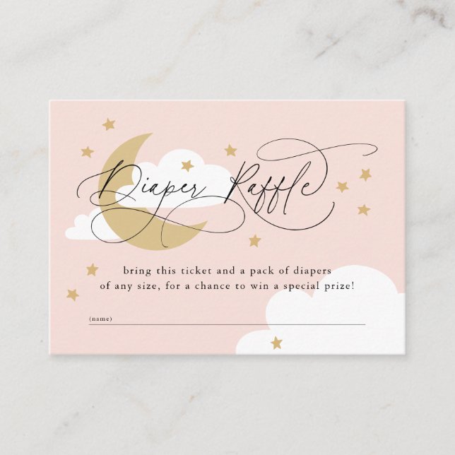 Carte D'accompagnement Lune et étoiles Baby shower de carafe rose (Devant)