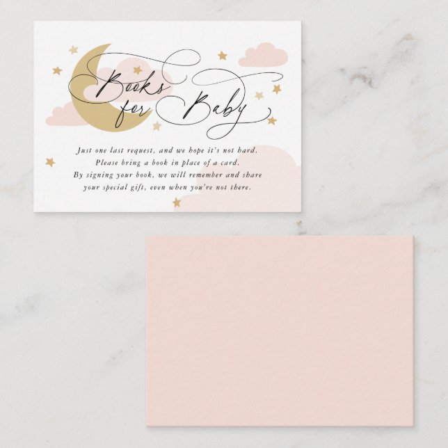 Carte D'accompagnement Lune et étoiles Baby shower de demande de livre ro (Devant / Derrière)