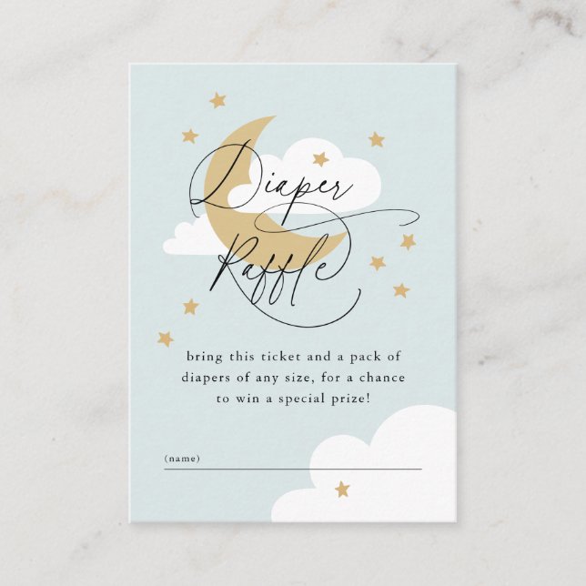 Carte D'accompagnement Lune et étoiles Blue Diaper Raffle Baby shower Enc (Devant)