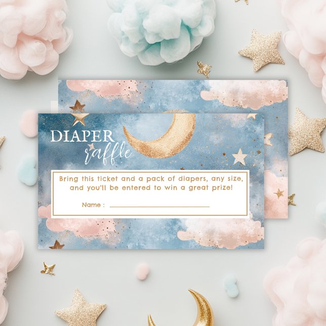 Carte D'accompagnement Lune et étoiles Diaper Baby shower Raffle (Créateur téléchargé)