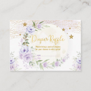 Carte D'accompagnement Lune & Étoiles Purple Gold Floral Diaper Raffin