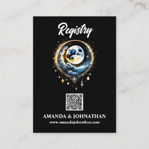 Carte D'accompagnement Lune pleine nuit ciel qr code registre