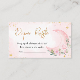 Carte D'accompagnement Lune rose et étoiles Baby shower Déchets Raffle