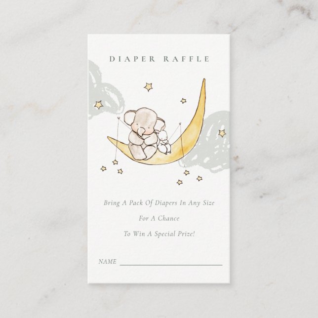 Carte D'accompagnement Lune Star Elephant Bunny Déchets Baby shower de tr (Devant)