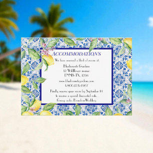 Carte D'accompagnement Lustres Citrons Mariage Hébergements