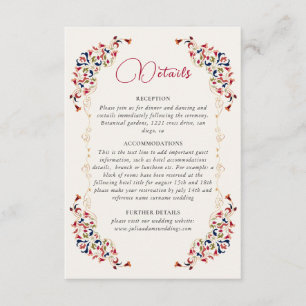 Carte D'accompagnement Luxe Artistique Botanique Floral Mariage Paisley