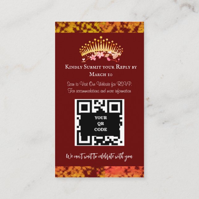 Carte D'accompagnement Luxe Bourgogne Elégant Quinceañera Espagnol (Dos)