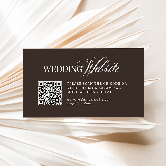 Carte D'accompagnement Luxe Brown | Wedding Website QR Code (Créateur téléchargé)