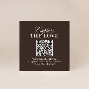 Carte D'accompagnement Luxe Brun   Code QR de mariage Capturer l'Amour