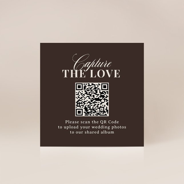 Carte D'accompagnement Luxe Brun | Code QR de mariage Capturer l'Amour (Créateur téléchargé)