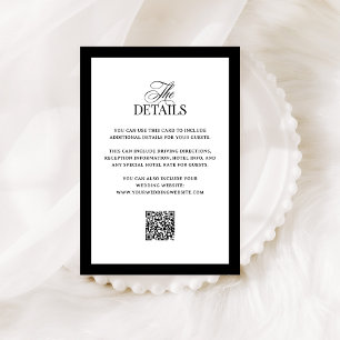 Carte D'accompagnement Luxe classique QR Code Mariage Détails de l'invi