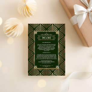 Carte D'accompagnement Luxe Gold Dark Green Art Déco Détails du Mariage