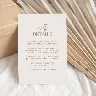 Carte D'accompagnement Luxe ivoire et taupe marron Détails pour les inv