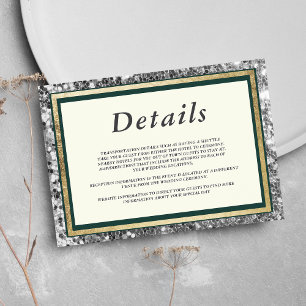 Carte D'accompagnement Luxe ivoire or argent forêt verte Détails