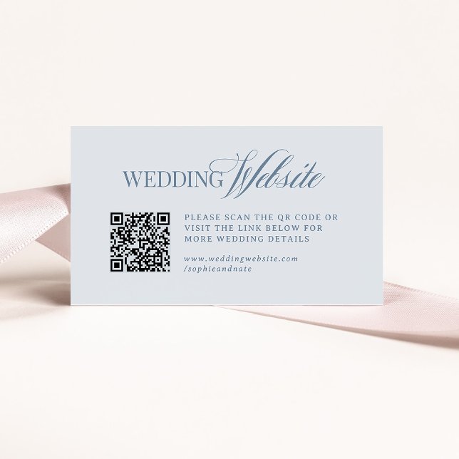 Carte D'accompagnement Luxe Light Dusty Blue | Code QR du site Web de mar (Créateur téléchargé)