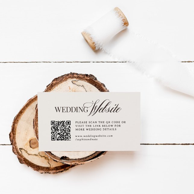Carte D'accompagnement Luxe Marron et Ivoire | Code QR du site Web de mar (Créateur téléchargé)