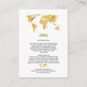 Carte D'accompagnement Luxe Travel World Map Détails du Mariage