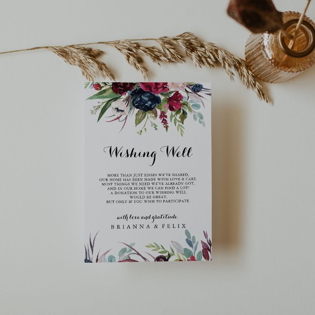 Carte D'accompagnement Luxe Whimsical Boho Floral Mariage Wishing well (Créateur téléchargé)