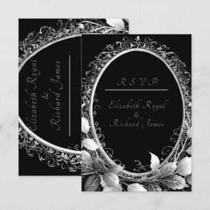 Carte D'accompagnement Luxueux thème mariage noir et or