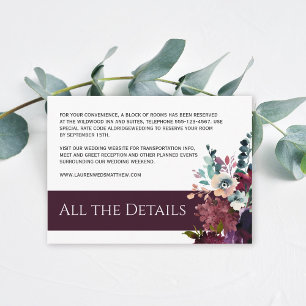 Carte D'accompagnement Luxueux Vin Floral Détails Mariage