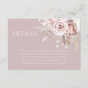 Carte D'accompagnement Luxury Blush Floral Botanal Mariage Détails
