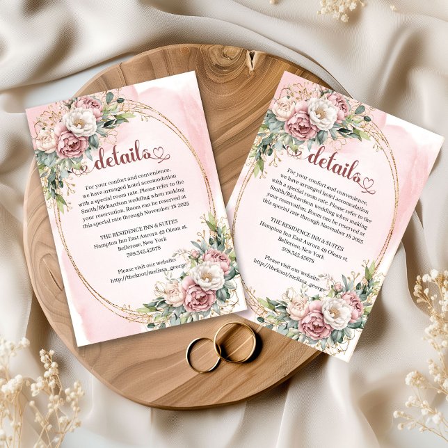 Carte D'accompagnement Luxury Rose Gold Flowers Eucalyptus Details Card (Luxury Rose Gold Flowers Eucalyptus Details Card)