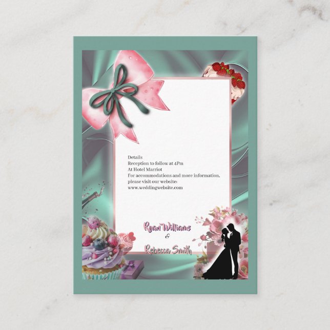 Carte D'accompagnement Luxury Satin Bow Wedding Enclosure Card (Devant)