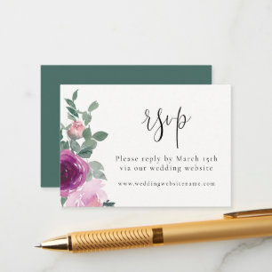 Carte D'accompagnement Magenta Floral Rose Ivory RSVP