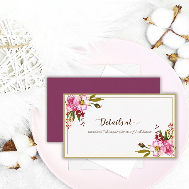 Carte D'accompagnement Magenta Pink Gold FlorMariage (Créateur téléchargé)