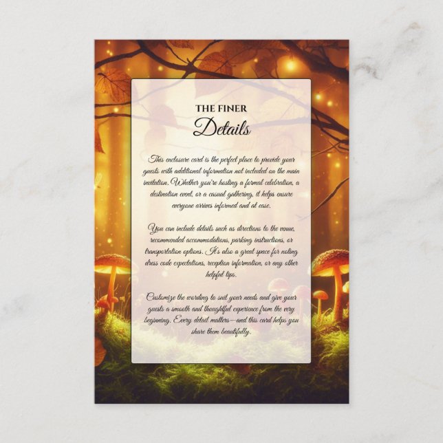 Carte D'accompagnement Magic Amber Forest Fairytale Mariage (Devant)