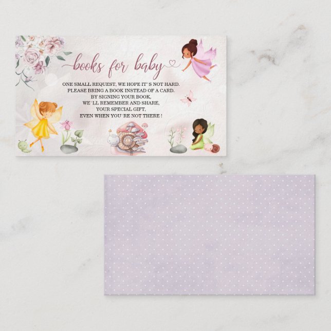 Carte D'accompagnement Magical Floral Fairy Princess baby showers livres  (Devant / Derrière)