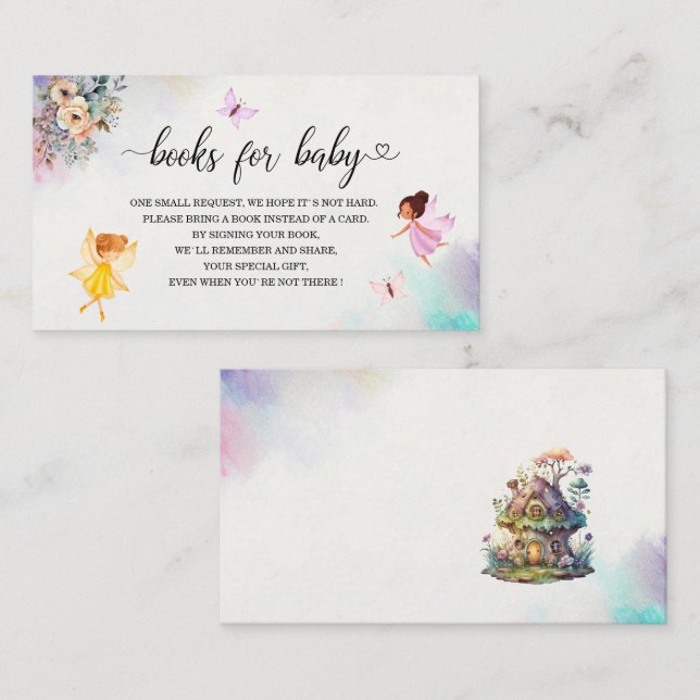 Carte D'accompagnement Magical Floral Fairy Princess baby showers livres  (Devant / Derrière)