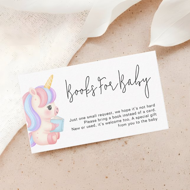 Carte D'accompagnement Magical Rainbow Unicorn Baby Shower Books Request (Créateur téléchargé)