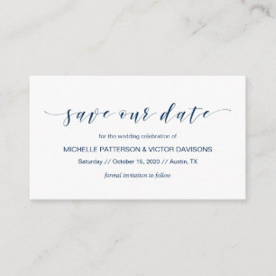 Carte D'accompagnement Magnifique Elegant, Navy Blue, Sauvez la date