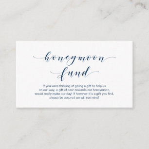 Carte D'accompagnement Magnifique Elegant, Navy Blue Script Honeymoon Fun