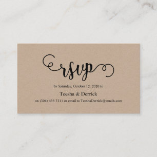 Carte D'accompagnement Magnifique kraft noir rustique et élégant, mariage