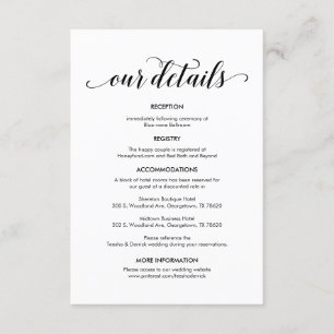 Carte D'accompagnement Magnifique Nos détails Mariages, encre noire moder