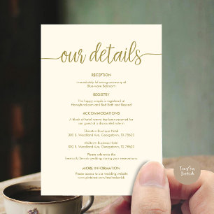 Carte D'accompagnement Magnifique Nos détails Mariages, encre noire rusti