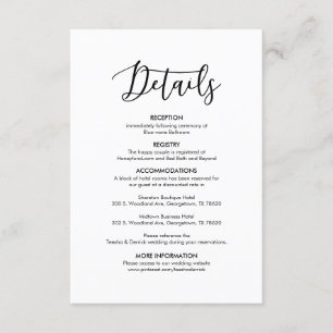 Carte D'accompagnement Magnifique Nos Mariages Détails Moderne et élégant