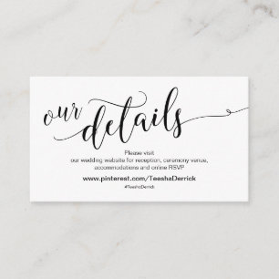 Carte D'accompagnement Magnifique site Mariage Détails de la fête