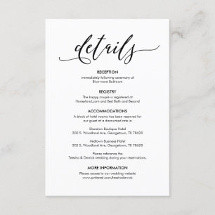 Carte D'accompagnement Magnifiques détails de nos Mariages Noir rustique