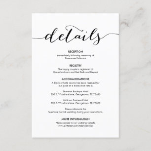 Carte D'accompagnement Magnifiques détails de nos Mariages Noir rustique