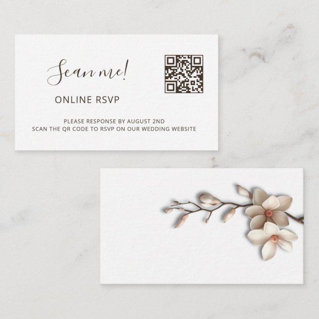 Carte D'accompagnement Magnolia 3D Flowers RSVP Online (Devant / Derrière)