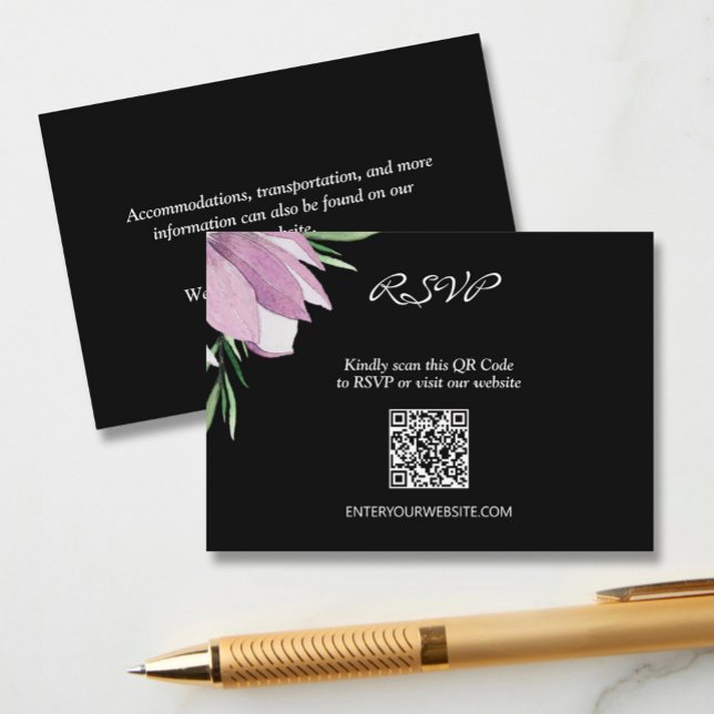 Carte D'accompagnement Magnolia Floral Mariage QR RSVP (Créateur téléchargé)